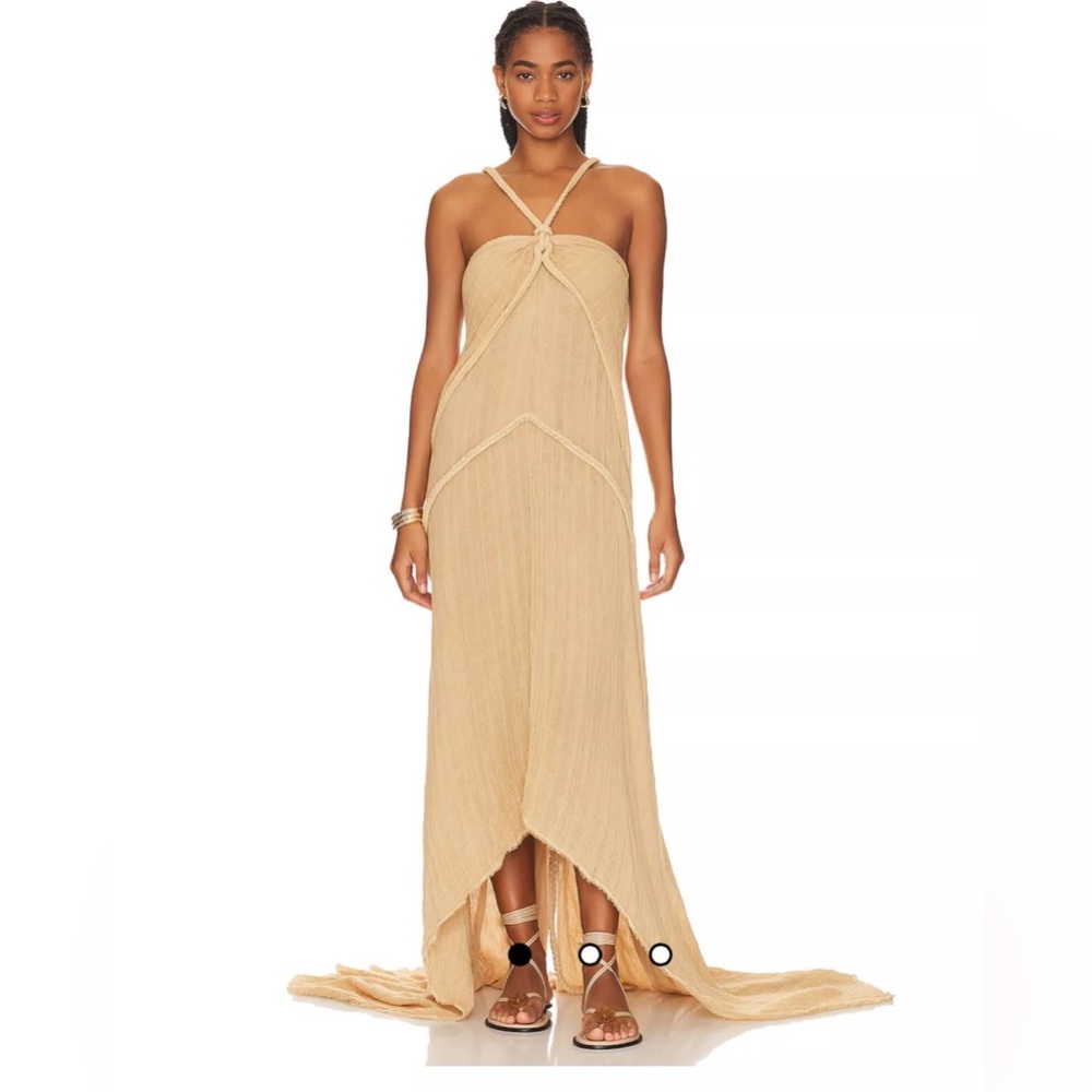NWT Kasia Kulenty Ilya Maxi Dress Sand One Size Goddess Energy Bohemian Luxe